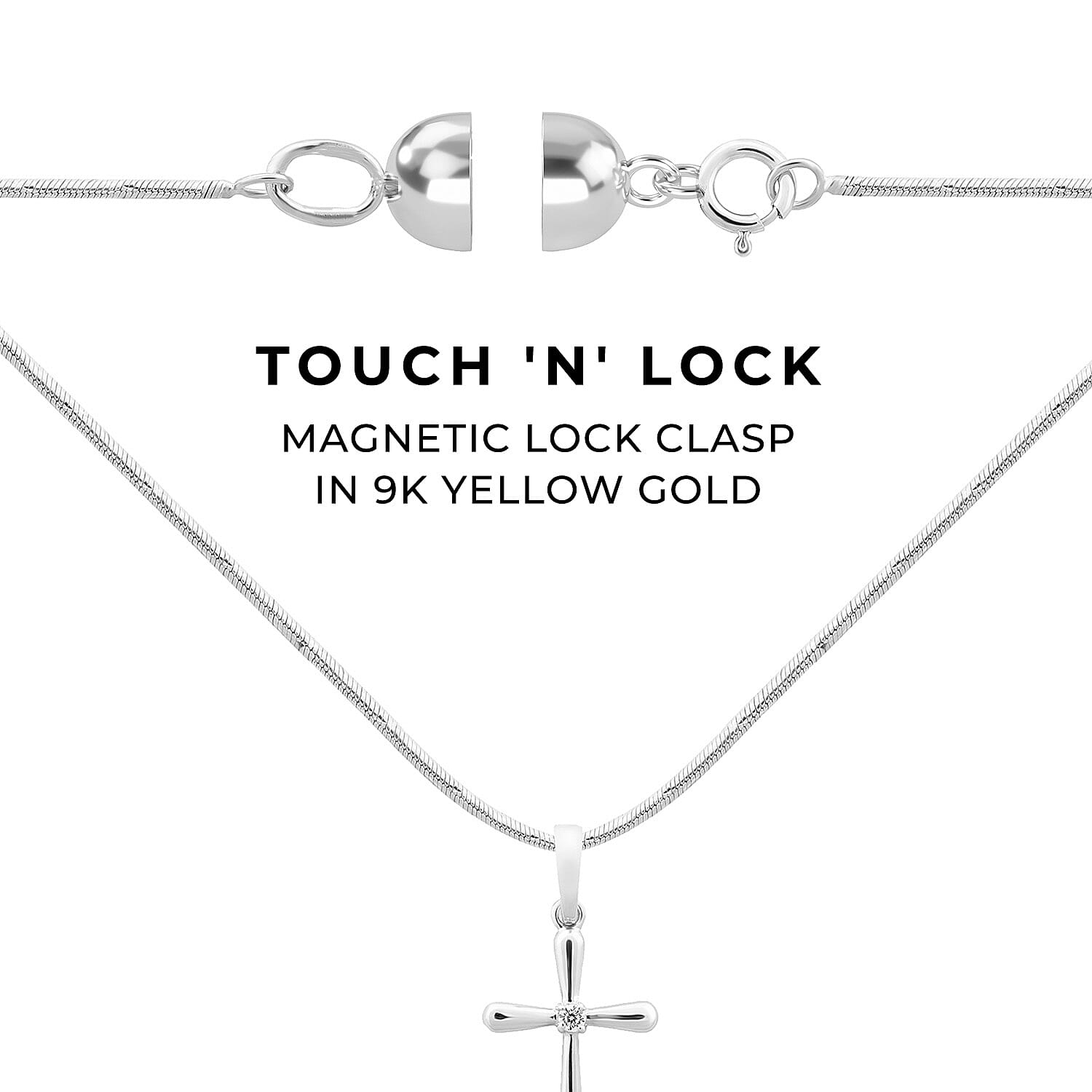 Set of 2 - Magnetic Lock Clasp in 9K White Gold